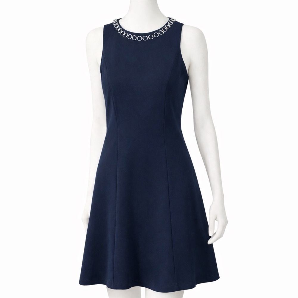 Michael Kors Black Sheath Midi Dress Sleeveless Crew Neck Sz 0